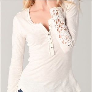 Free People Crochet cuff Henley